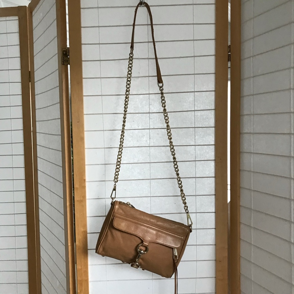 Rebecca Minkoff MAC tan leather bag chain crossbody bolts M.A.C. lobster claw